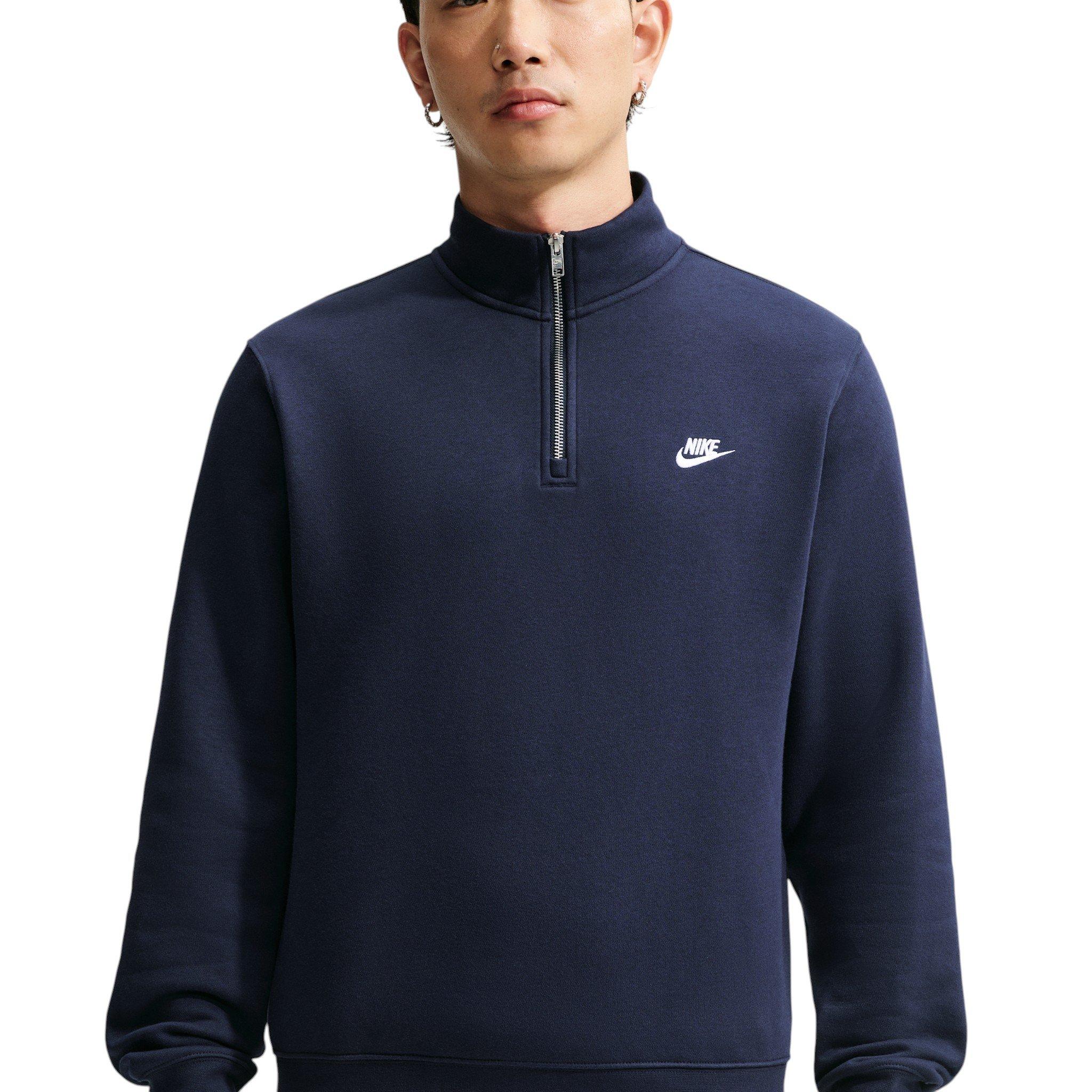 Nike Men's Sportswear Club 1/2-Zip Fleece Top - Obsidian/Obsidian/White - OBSIDIAN/OBSIDIAN/WHITE